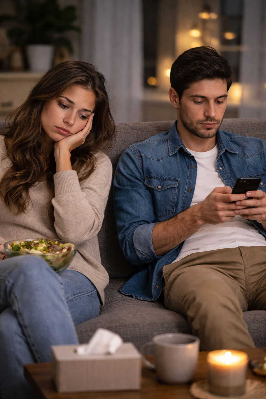 emotional distance on the couch